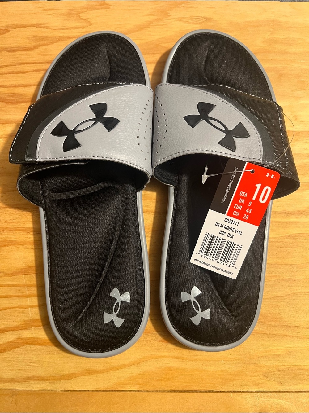 Under Armour Kids Gray & Black Adjustable Slide Sandals